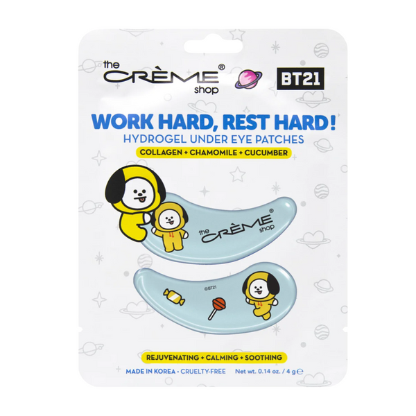 [The Creme Shop] “Work Hard, Rest Hard!” CHIMMY BT21 Hydrogel Under Eye Patches - Collagen + Chamomile + Cucumber