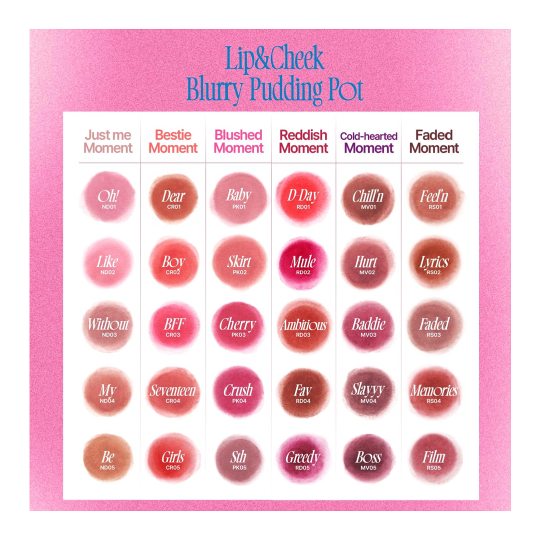 [fwee] Lip & Cheek Blurry Pudding Pot - 35 Shades