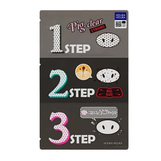 [Holika Holika] Pig Nose Clear Blackhead 3 Step Kit Nose Strip - Strong