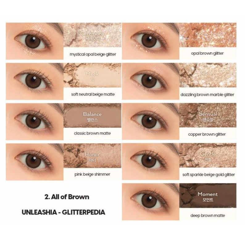 [UNLEASHIA] Glitterpedia Eye Palette - N°2 All Of Brown